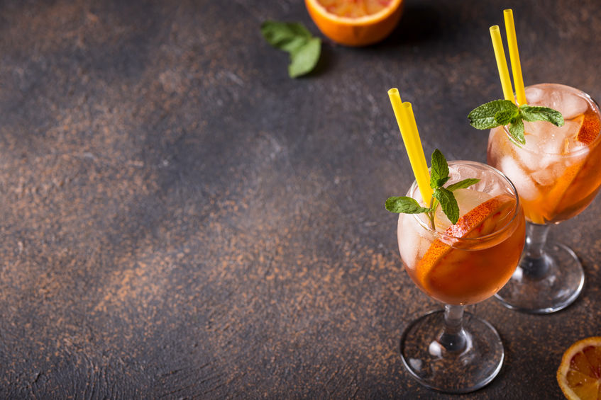 Aperol spritz, Italian cocktail with orange